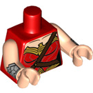 LEGO Rød Wonder Kvinde med Blå Nederdel og Printed Arme Minifig Torso (973 / 88585)