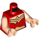 LEGO Rojo Wonder Mujer con Piernas cortas Minifigura Torso (973 / 76382)