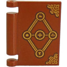 LEGO Reddish Brown Book Cover with Gold Diamond and Swirl (24093)