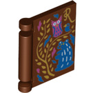 LEGO Reddish Brown Book Cover with Gold Vine and ‘R’ with Owl (24093 / 38429)