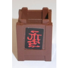 LEGO Brun rougeâtre Boîte 2 x 2 x 2 Caisse avec rouge Asian Character Autocollant (61780)