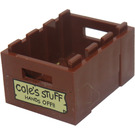 LEGO Reddish Brown Box 3 x 4 with 'cole's STUFF HANDS OFF!!' Sticker (30150)