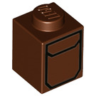 LEGO Roodachtig Bruin Steen 1 x 1 met Zwart pocket (3005 / 39354)