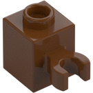 LEGO Reddish Brown Brick 1 x 1 with Vertical Clip (Open 'O' Clip, Hollow Stud) (60475 / 65460)