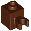 LEGO Reddish Brown Brick 1 x 1 with Vertical Clip (Open 'O' Clip, Hollow Stud) (60475 / 65460)