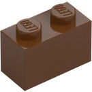 LEGO Rödaktig Brun Kloss 1 x 2 med bottenrör (3004 / 93792)