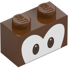 LEGO Reddish Brown Brick 1 x 2 with brown eyes with Bottom Tube (3004 / 103790)