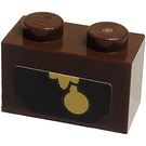 LEGO Rötlich-braun Backstein 1 x 2 mit Cogsworth Pendulum Aufkleber mit Unterrohr (3004)