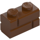 LEGO Rødbrun Kloss 1 x 2 med Embossed Bricks (98283)