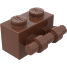 LEGO Rödaktig Brun Kloss 1 x 2 med Handtag (30236)