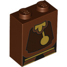 LEGO Reddish Brown Brick 1 x 2 x 2 with Cogsworth Clock with Inside Stud Holder (3245 / 38619)