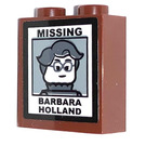 LEGO Reddish Brown Brick 1 x 2 x 2 with Missing Barbara Holland Sticker with Inside Stud Holder (3245)