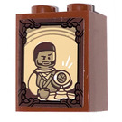 LEGO Rötlich-braun Backstein 1 x 2 x 2 mit Picture of Mordo Aufkleber mit Innenbolzenhalter (3245)