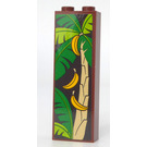 LEGO Reddish Brown Brick 1 x 2 x 5 with Banana Tree - Right Side Sticker with Stud Holder (2454)