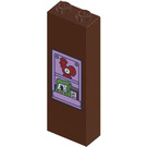 LEGO Reddish Brown Brick 1 x 2 x 5 with Chicken Clock and Bag on Shelf Sticker (2454)