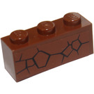 LEGO Brun rougeâtre Brique 1 x 3 avec Cracked Modèle Autocollant (3622)