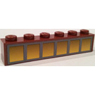 LEGO Brun rougeâtre Brique 1 x 6 avec 6 Jaune Windows Autocollant (3009)