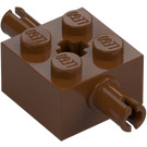 LEGO Červenohnědá Kostka 2 x 2 s Špendlíky a Axlehole (30000 / 65514)