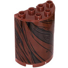 LEGO Brun rougeâtre Cylindre 2 x 4 x 4 Demi avec Arbre Bark Lines (Droite) Autocollant 2 (6218)