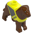 LEGO Reddish Brown Dog with Vibrant Yellow Vest with Silver