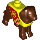 LEGO Rötlich-braun Hund mit Gelb und rot Harness (105774)