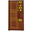 LEGO Rötlich-braun Tür 1 x 4 x 6 mit Stud Griff mit Frontdoor mit faceted Tür fillings und many locks Aufkleber (35290)