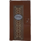 LEGO Reddish Brown Door 1 x 4 x 6 with Stud Handle with Pearl Gold Ornament and '177A' Sticker (35290)