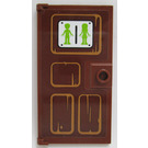 LEGO Reddish Brown Door 1 x 4 x 6 with Stud Handle with Unisex Restroom Door Sticker (35290)