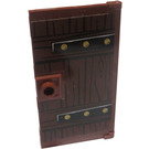 LEGO Reddish Brown Door 1 x 4 x 6 with Stud Handle with Wood Grain and Metal Brackets with 6 Gold Bolts Sticker (35290)