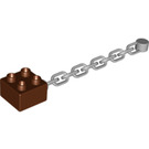 LEGO Reddish Brown Duplo Brick 2 x 2 with Chain (54860)