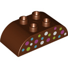 LEGO Duplo Brick 2 x 4 with Curved Sides with Blue, White, Green and Pink Spots (37193)