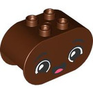 LEGO Reddish Brown Duplo Brick 2 x 4 x 2 with Rounded Ends with Happy Face (6448 / 105438)
