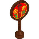 LEGO Reddish Brown Duplo Round Sign with Mandolin with Roses (41759 / 101597)