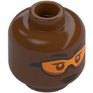 LEGO Reddish Brown Female Head with Orange Goggles (Recessed Solid Stud) (3626 / 100949)