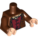 LEGO Marrón rojizo Frodo Baggins Torso con Chaqueta over Rojo oscuro Chaleco y Tostado Camisa (76382 / 88585)