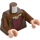 LEGO Rødbrun Frodo Baggins med Grønn Kappe og Hud Feet Minifigur Overkropp (973 / 76382)