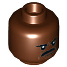 LEGO Reddish Brown Greef Karga with Black Moustache Minifigure Head (Recessed Solid Stud) (3626 / 68673)