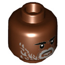 LEGO Reddish Brown Greef Karga with Gray Beard Minifigure Head (Recessed Solid Stud) (3626 / 78721)