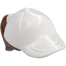 LEGO Brun Rougeâtre Cheveux avec Blanc Casquette (35660)