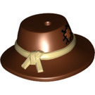 LEGO Reddish Brown Hat with Wide Brim and Band with Tan Rope and Patch (13788 / 14402)