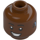 LEGO Reddish Brown Head with Clenched-Teeth Smile and Hearing Aid (Recessed Solid Stud) (3626 / 100320)