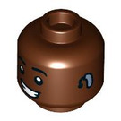 LEGO Roodachtig Bruin Hoofd met Clenched-Tanden Smile en Hearing Aid (Verzonken Solid Stud) (3626 / 100320)