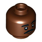 LEGO Reddish Brown Head with Moustache and Neutral Expression (Recessed Solid Stud) (3626 / 100318)