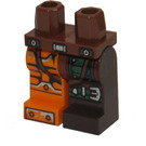LEGO Reddish Brown Hips and 1 Dark Brown Left Leg,1 Orange Right Leg with decoration. (3815)