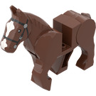 LEGO Reddish Brown Horse with Moveable Legs and Black Bridle and White Face Front (10509)
