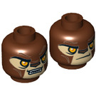 LEGO Reddish Brown Lavertus with Pearl Gold Armour Minifigure Head (Recessed Solid Stud) (3626 / 15778)