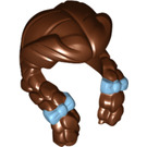 LEGO Roodachtig Bruin Lang Haar met midden scheiding en Twee Braids met Blauw Bows  (49394)