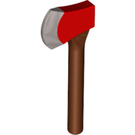 LEGO Reddish Brown Minifigure Axe with Red Head and Silver Edge (95330)