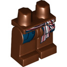 LEGO Reddish Brown Minifigure Hips and Legs with Dark Blue Vest Tails and Red / White Sash (95259 / 97989)
