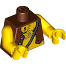 LEGO Brun rougeâtre Minifigure Torse avec Pirate's Open Vest, Anchor Tattoo, et Chest Cheveux (973 / 76382)